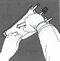 A hand holding a syringe at a 45-degree angle, inserting the needle into the skin