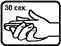 A hand holding a syringe, inserting the needle into the skin, with the text '30 sec' above the image indicating the duration of drug administration