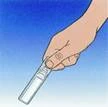 Hand holding a transparent syringe with sterile solution, prepared for injection