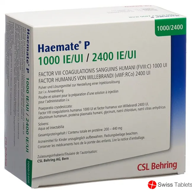 ГЕМАТЕ P 1000 МО FVIII/2400 МО VWF порошок і розчинник для приготування розчину для ін'єкцій або інфузій